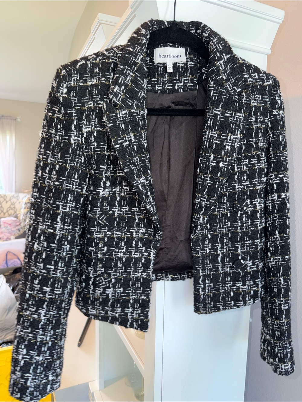 Heartloom Black and White Tweed Cropped Blazer